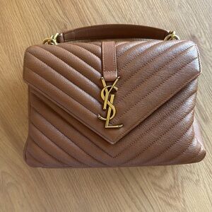 YSL medium college bag in brown chevron